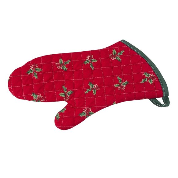 Vintage Christmas Themed Holiday Set of 5 Oven Mitts Pot Holders & Placemat - Picture 7 of 16